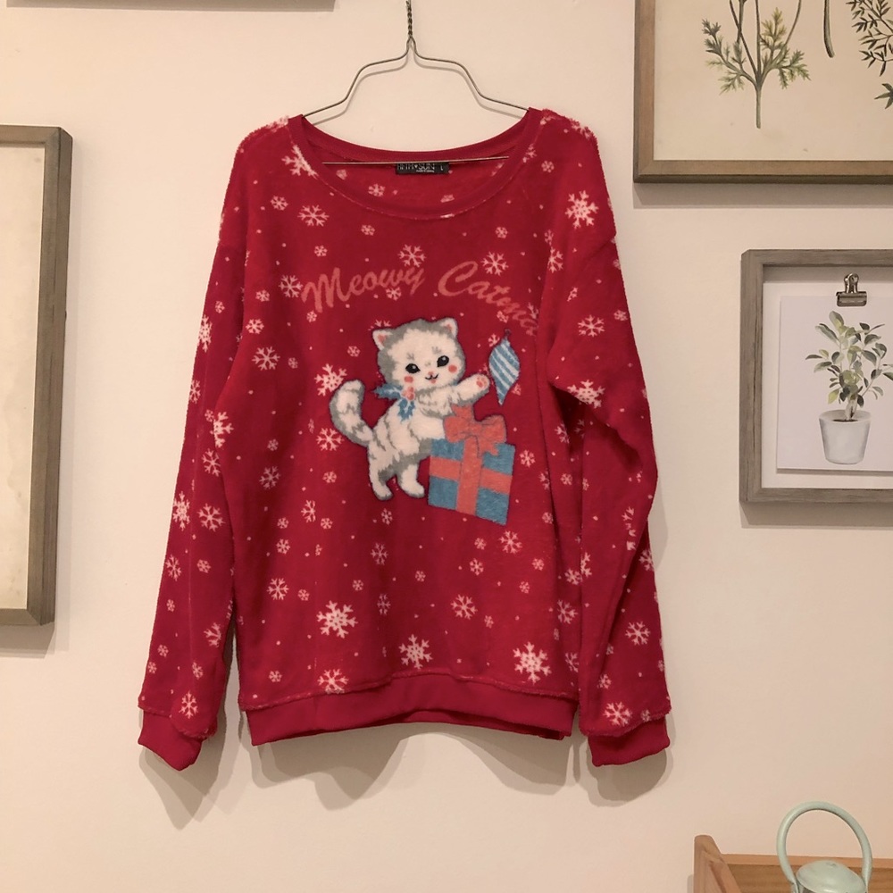 Cat Christmas Sweater Size Large